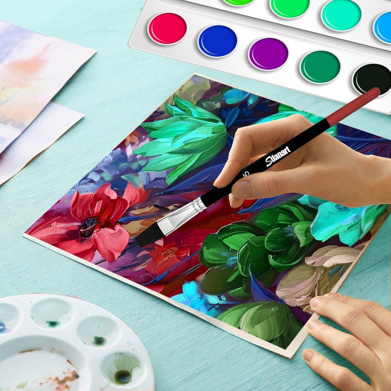 Sdanart Flat Paint Brushes,15 PCS Different Sizes Flat Paint Brush Set for Watercolor Acrylic Gouache Oil Ink and Face Body Painting,Professional Art Paintbrush for Artists and Beginners - Image 3